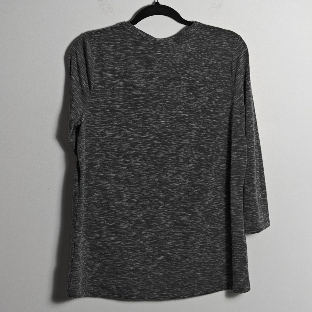 TALBOTS Heathered Grey Button Split Neck Three-Quarter Sleeve Size Medium - Picture 10 of 14